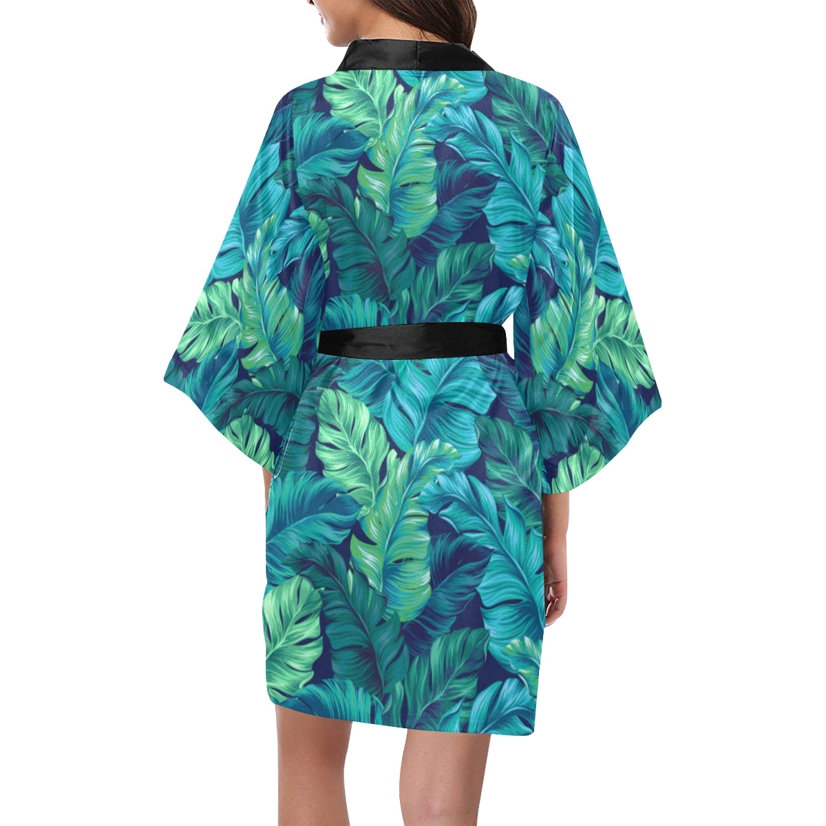 Banana Leaf Pattern Print Design BL05 Women's Short Kimono