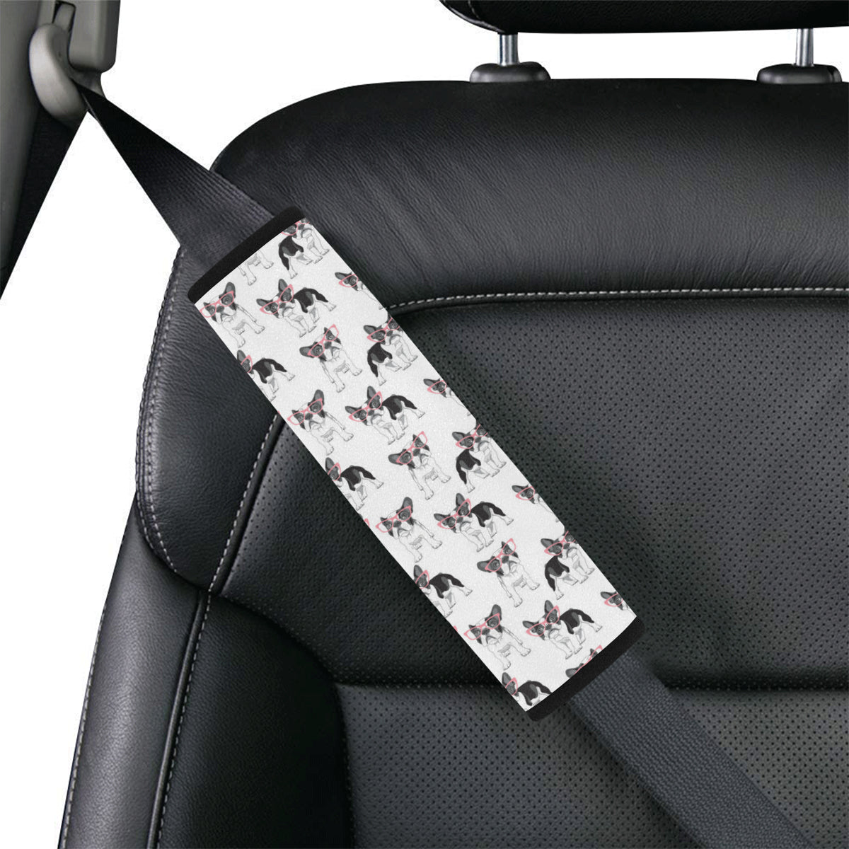 Boston Terrier Pattern Print Design 03 Car Seat Belt Cover