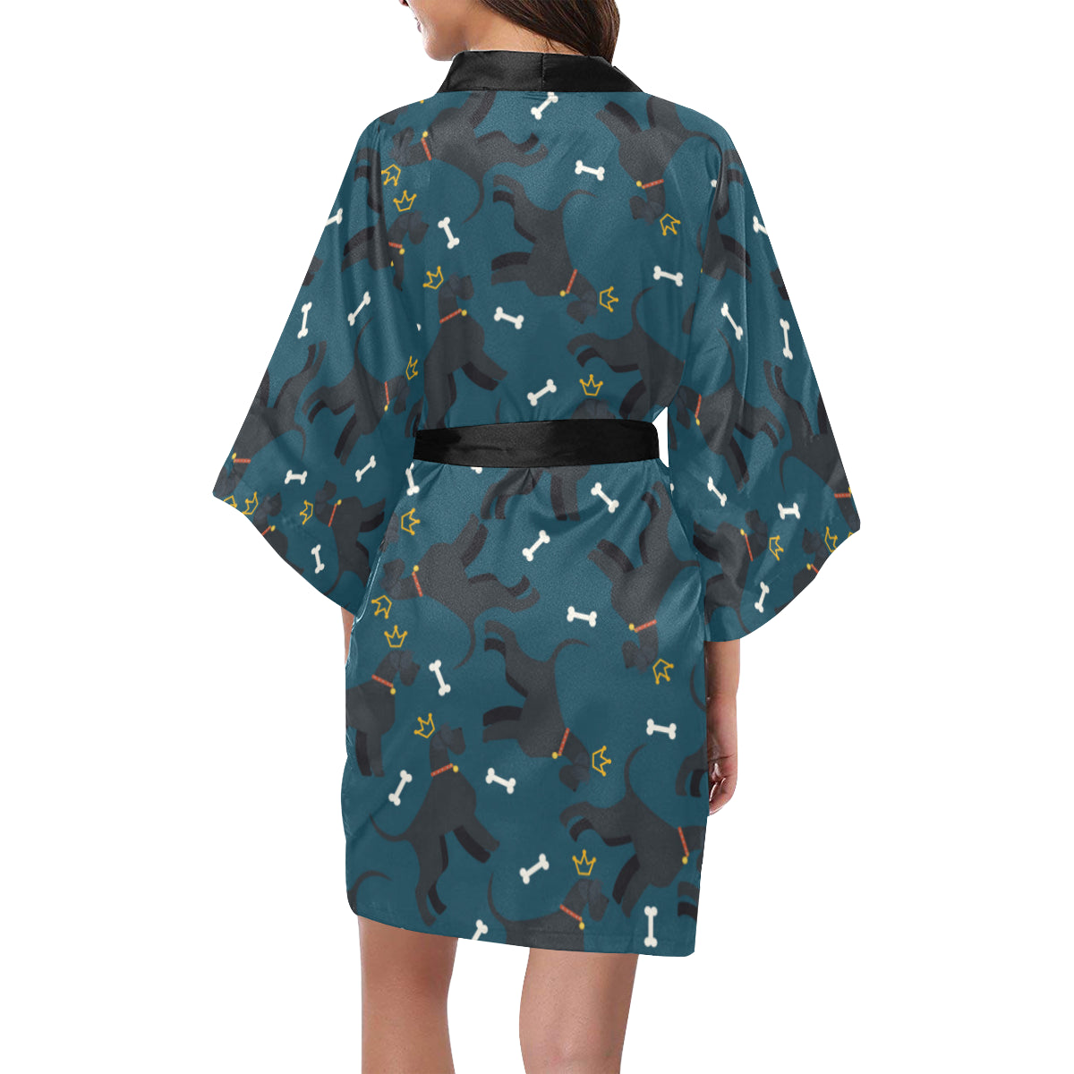 Schnauzers Pattern Print Design A04 Women's Short Kimono