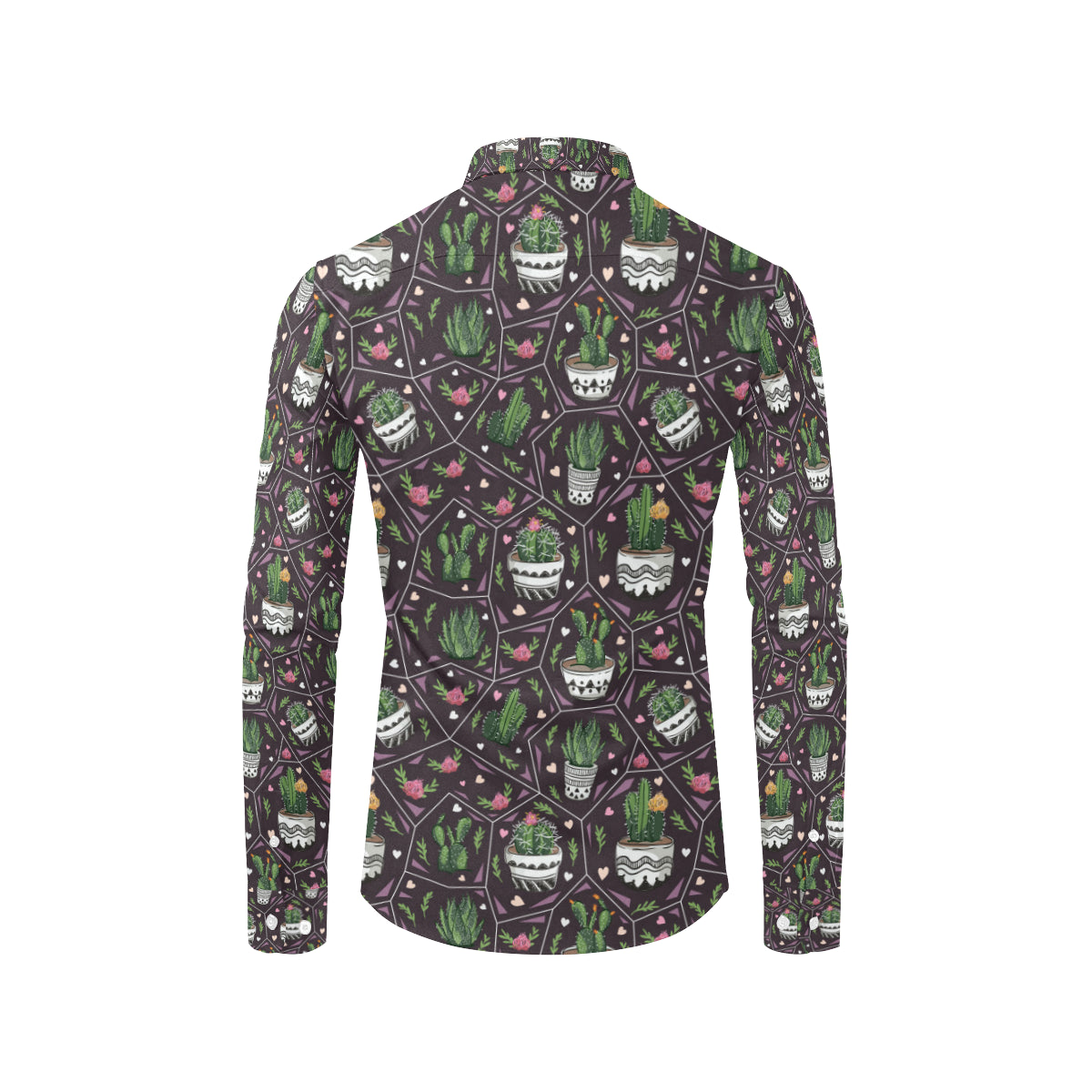 Cactus Pattern Print Design 03 Men's Long Sleeve Shirt