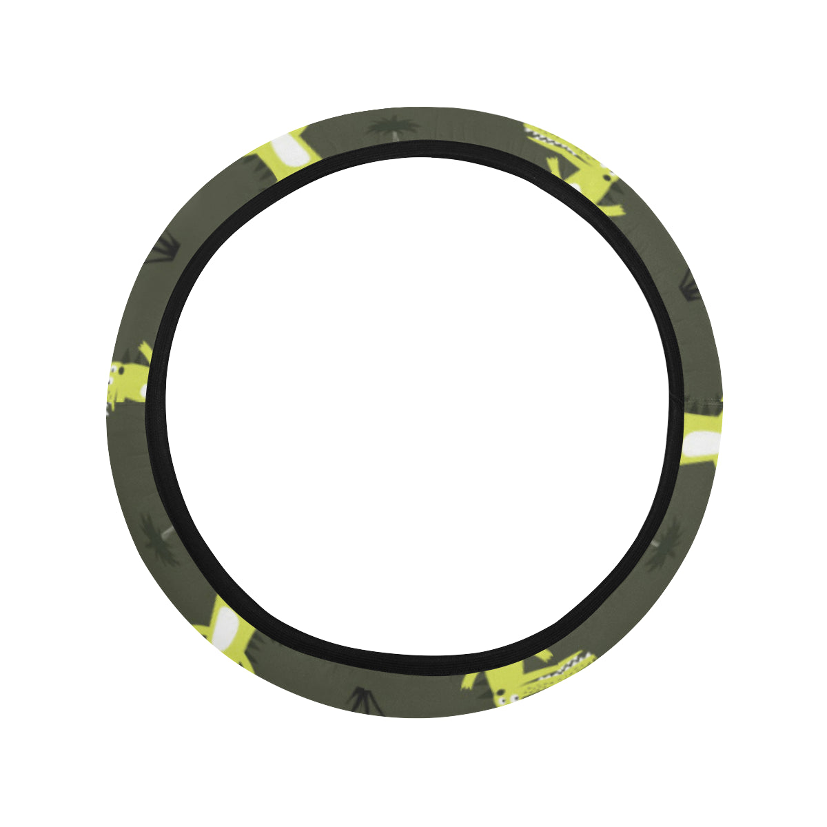 Alligator Pattern Print Design 05 Steering Wheel Cover with Elastic Edge