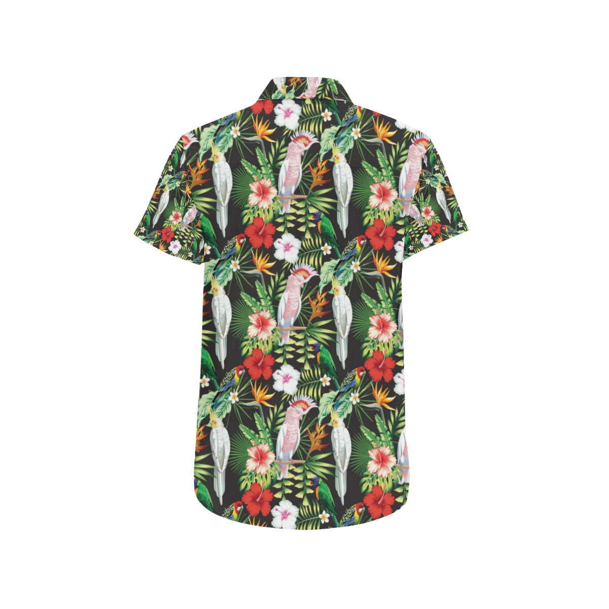 Tropical Flower Pattern Print Design TF03 Men's Short Sleeve Button Up Shirt