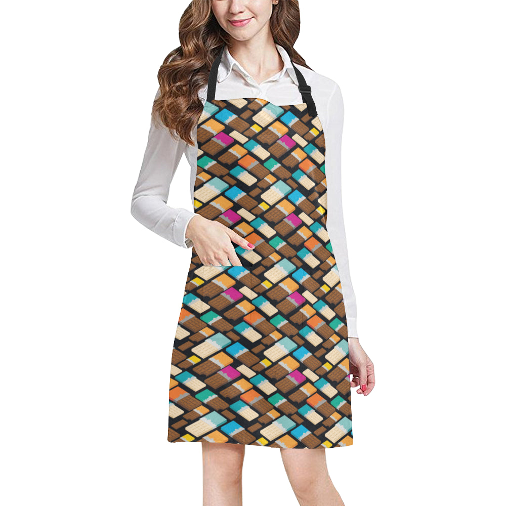 Chocolate Pattern Print Design 02 Apron with Pocket