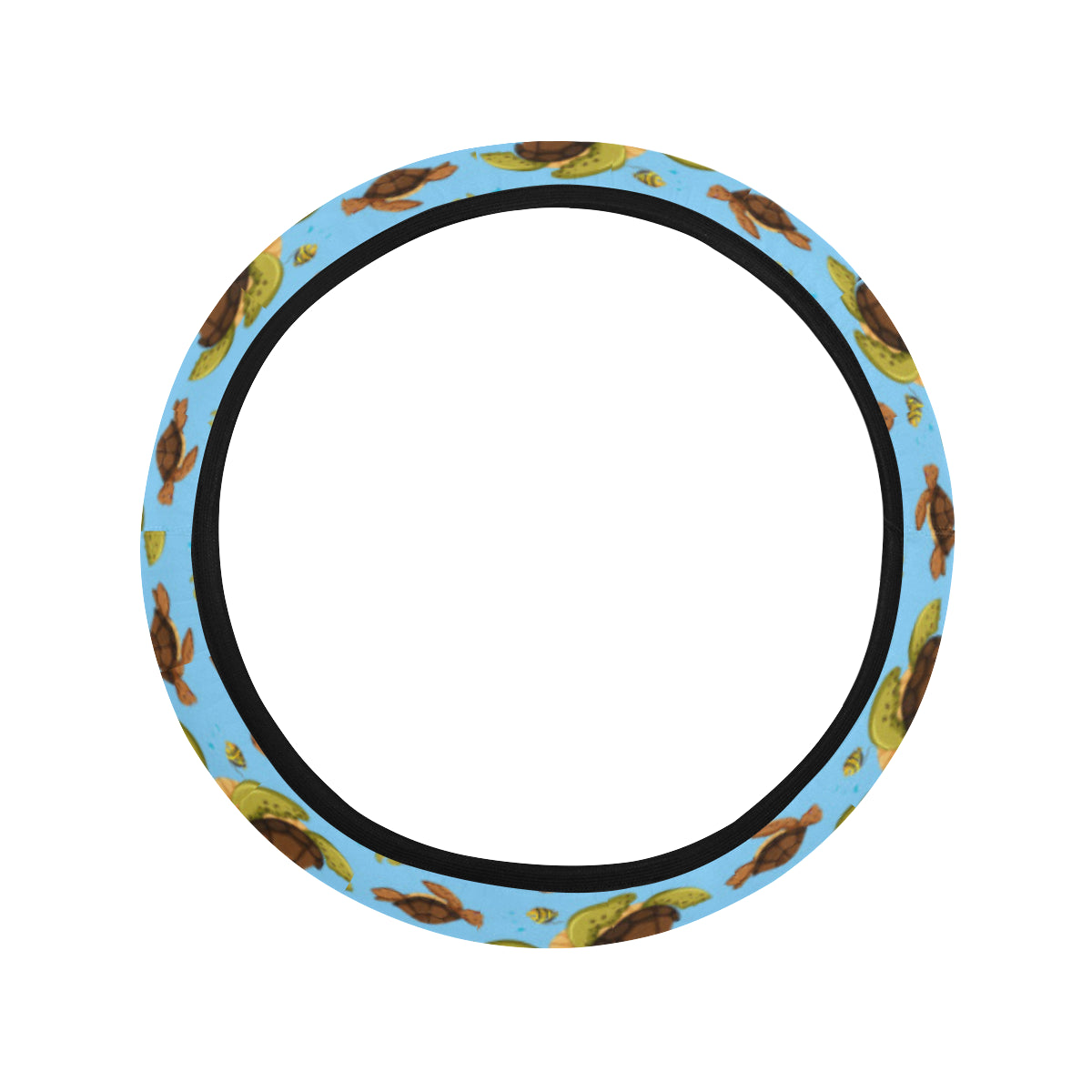 Hello Sea Turtle Print Pattern Steering Wheel Cover with Elastic Edge