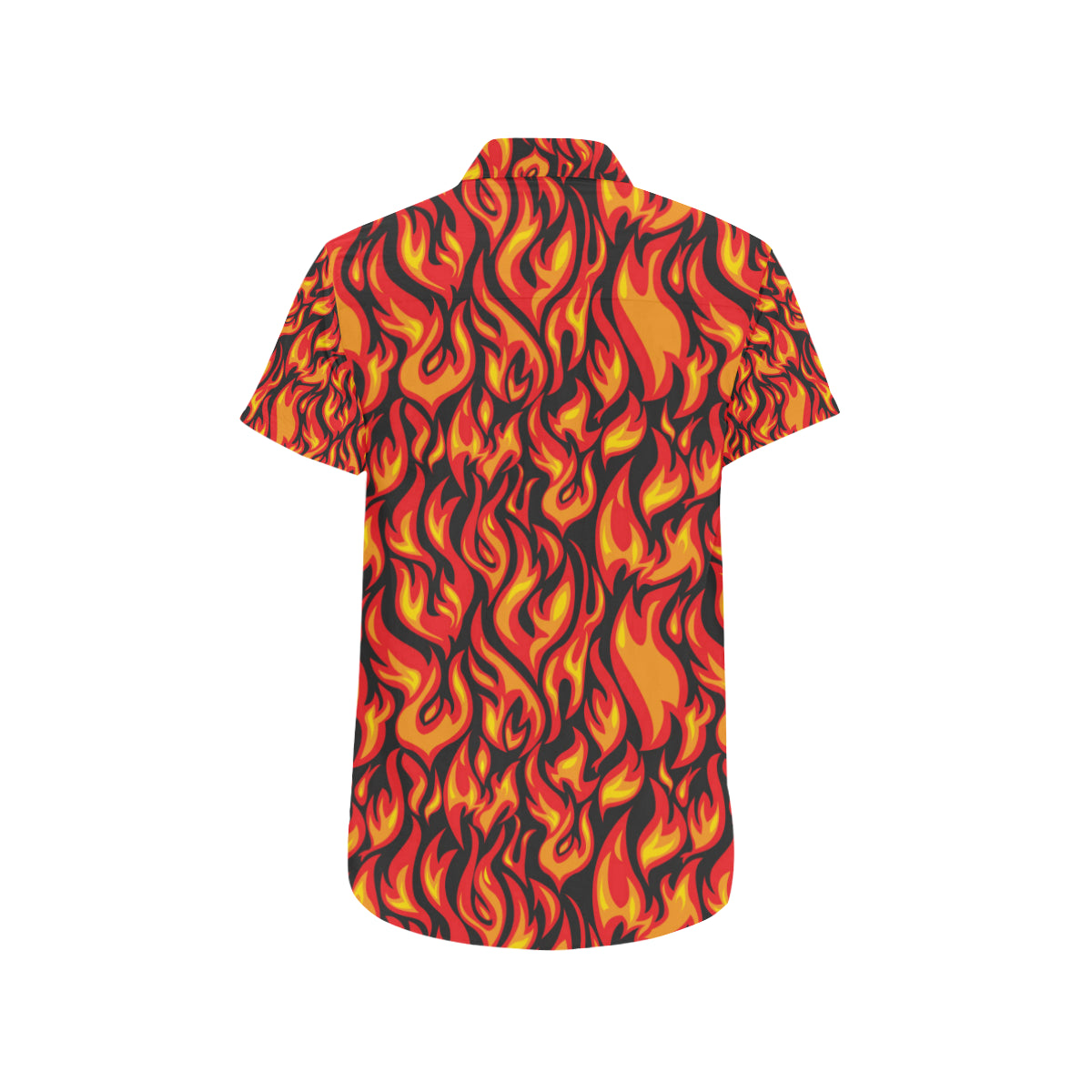 Flame Fire Print Pattern Men's Short Sleeve Button Up Shirt