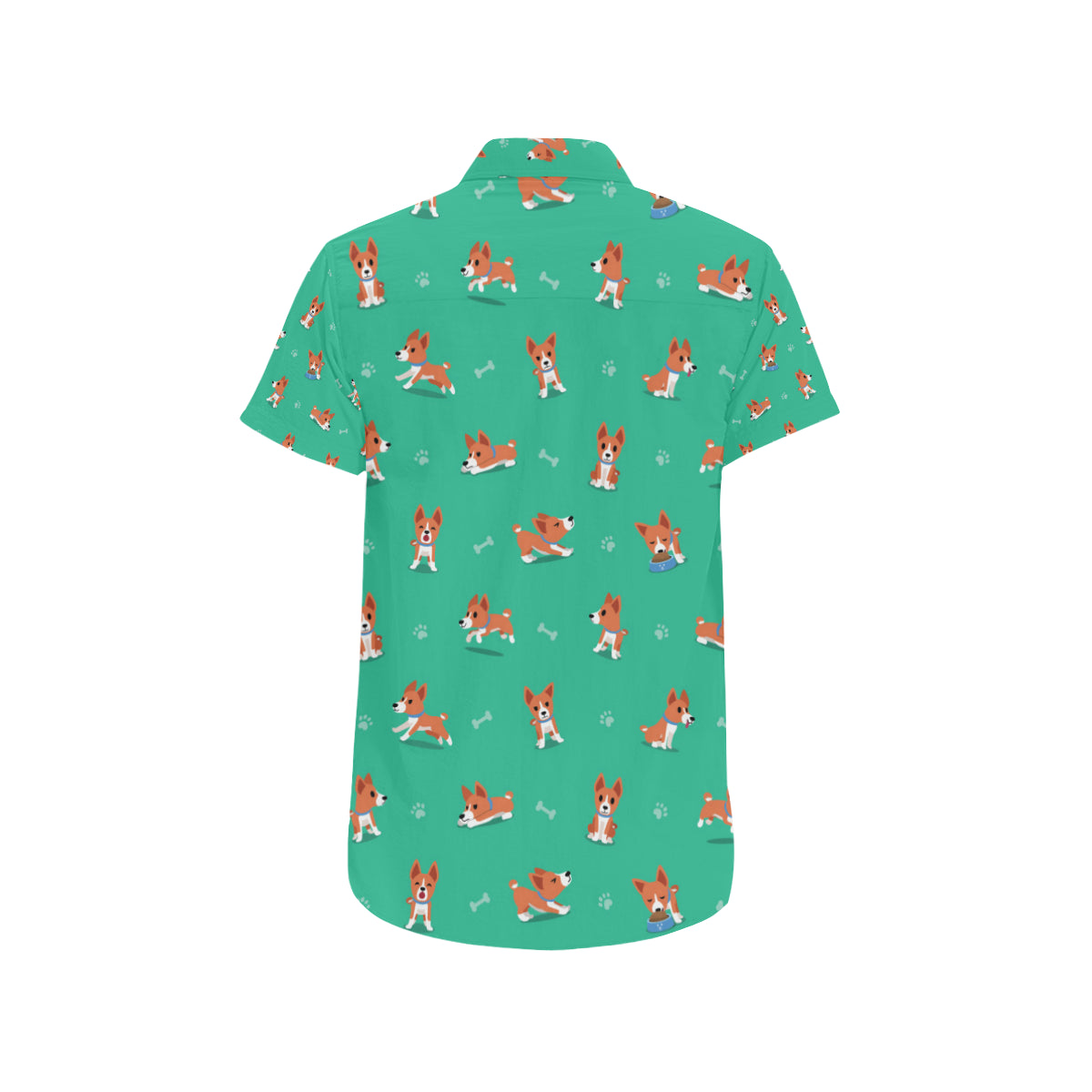 Basenji Pattern Print Design 02 Men's Short Sleeve Button Up Shirt