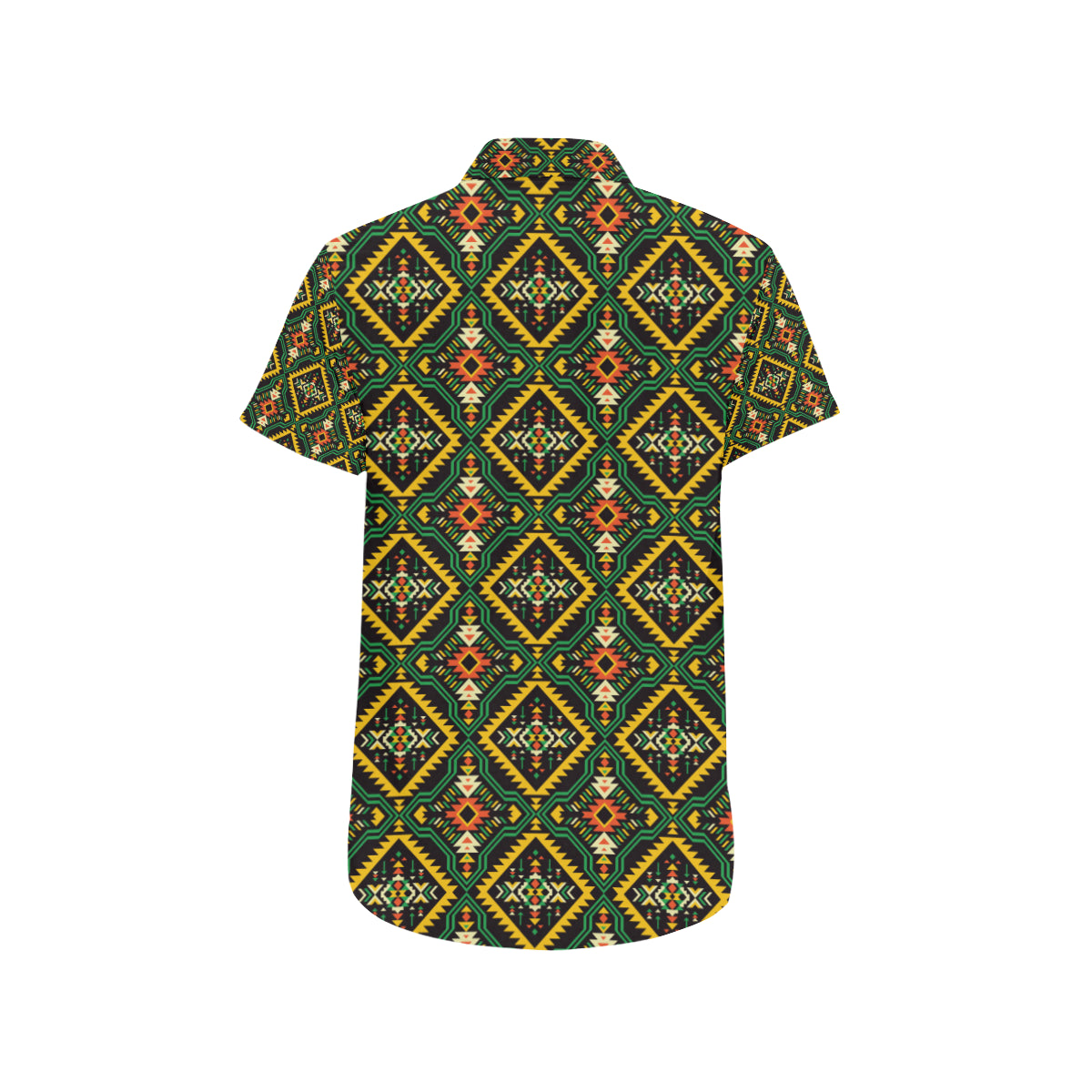 Kente Green Design African Print Men's Short Sleeve Button Up Shirt