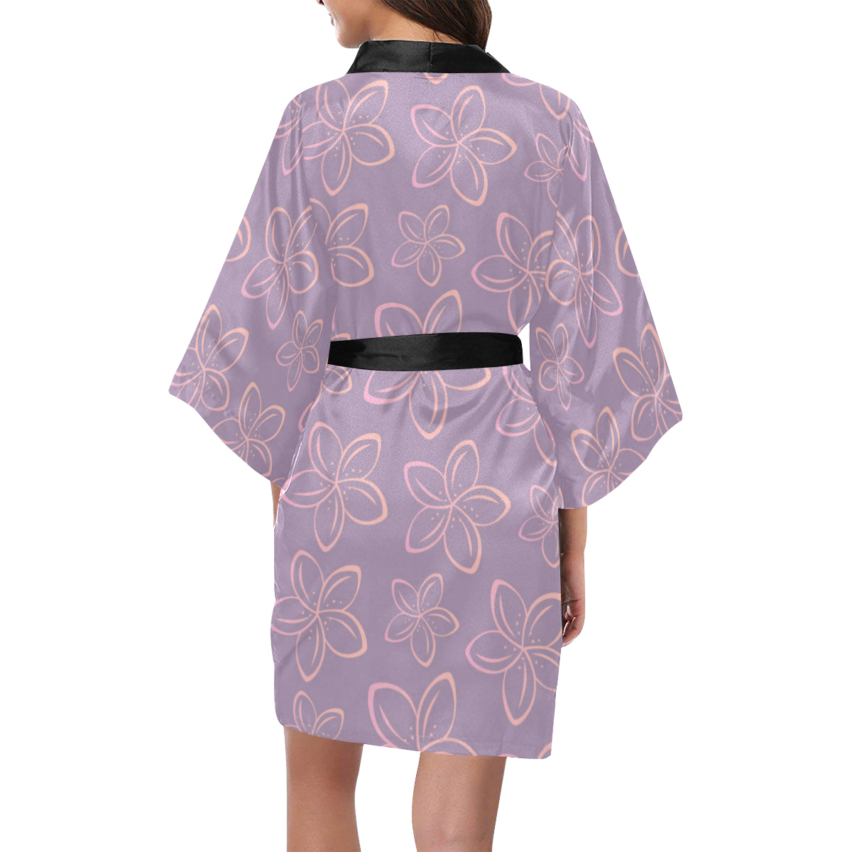 Plumeria Pattern Print Design A01 Women's Short Kimono