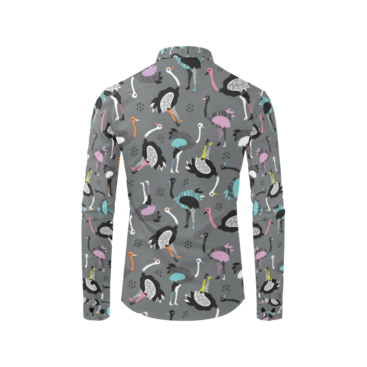 Ostrich Pattern Print Design 01 Men's Long Sleeve Shirt