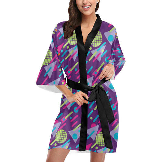 90s Pattern Print Design 4 Women's Short Kimono