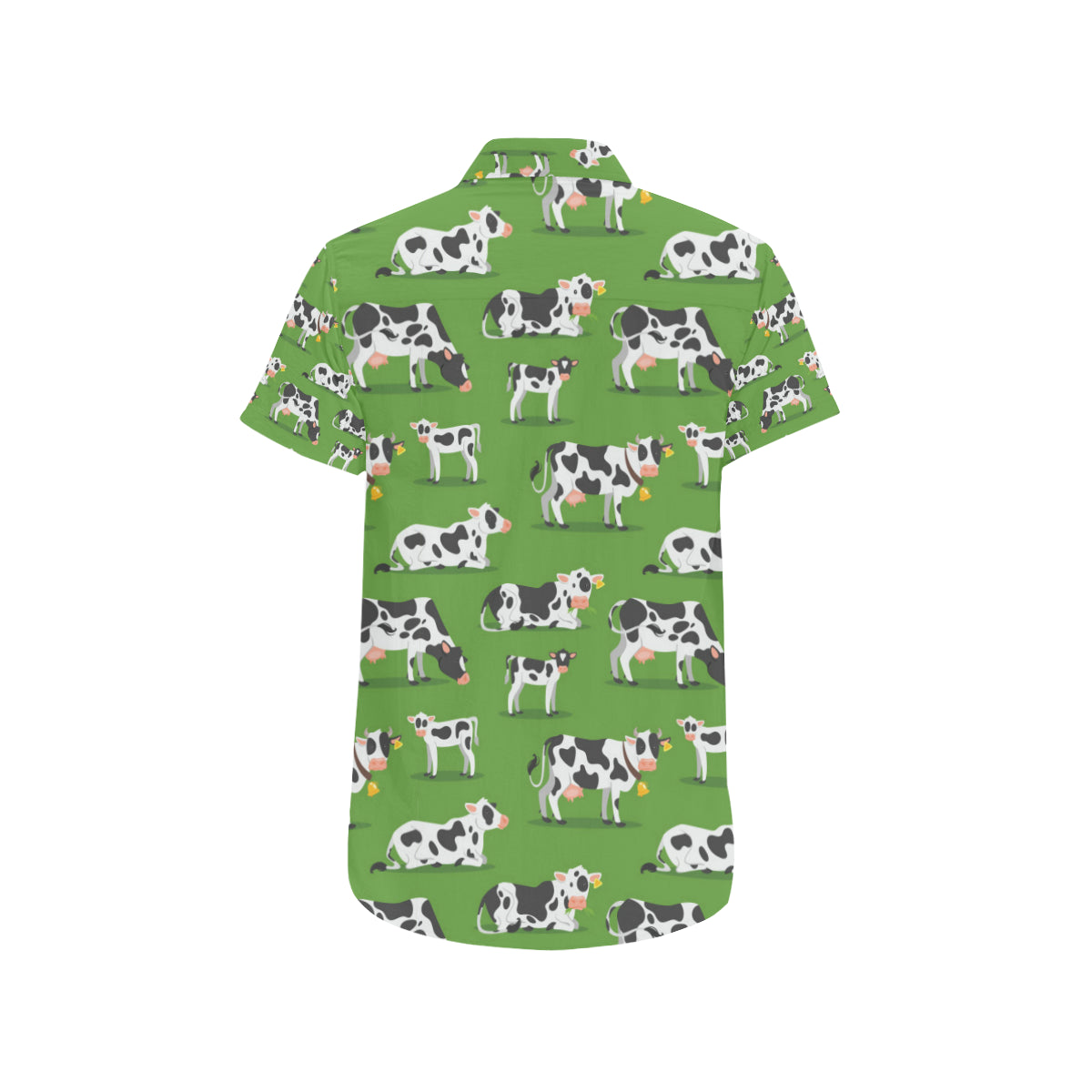 Cow Happy Print Pattern Men's Short Sleeve Button Up Shirt