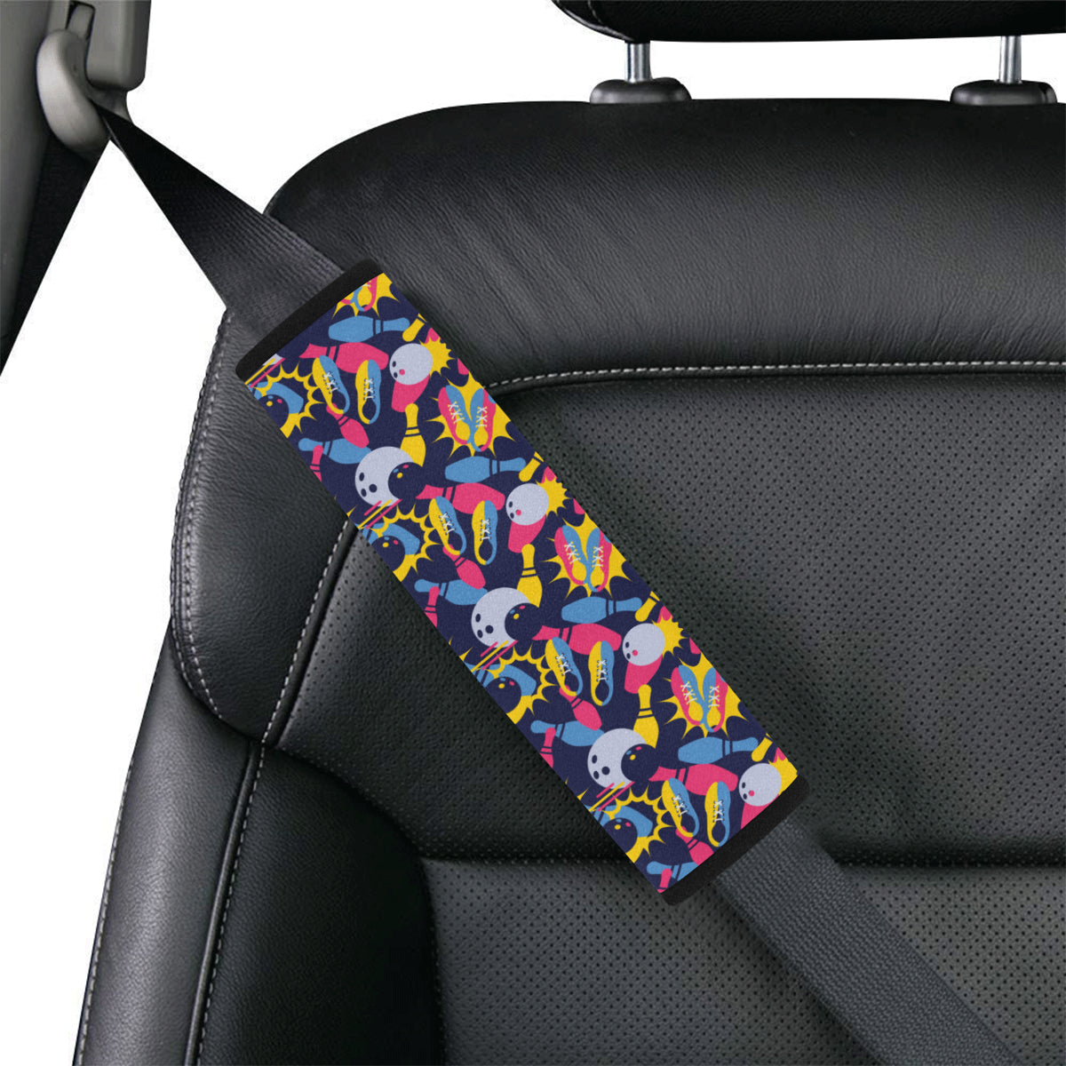 Bowling Pattern Print Design 02 Car Seat Belt Cover