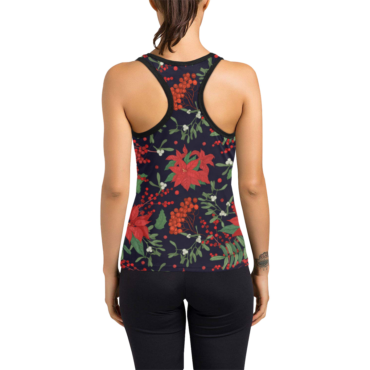 Poinsettia Pattern Print Design POT02 Women's Racerback Tank Top
