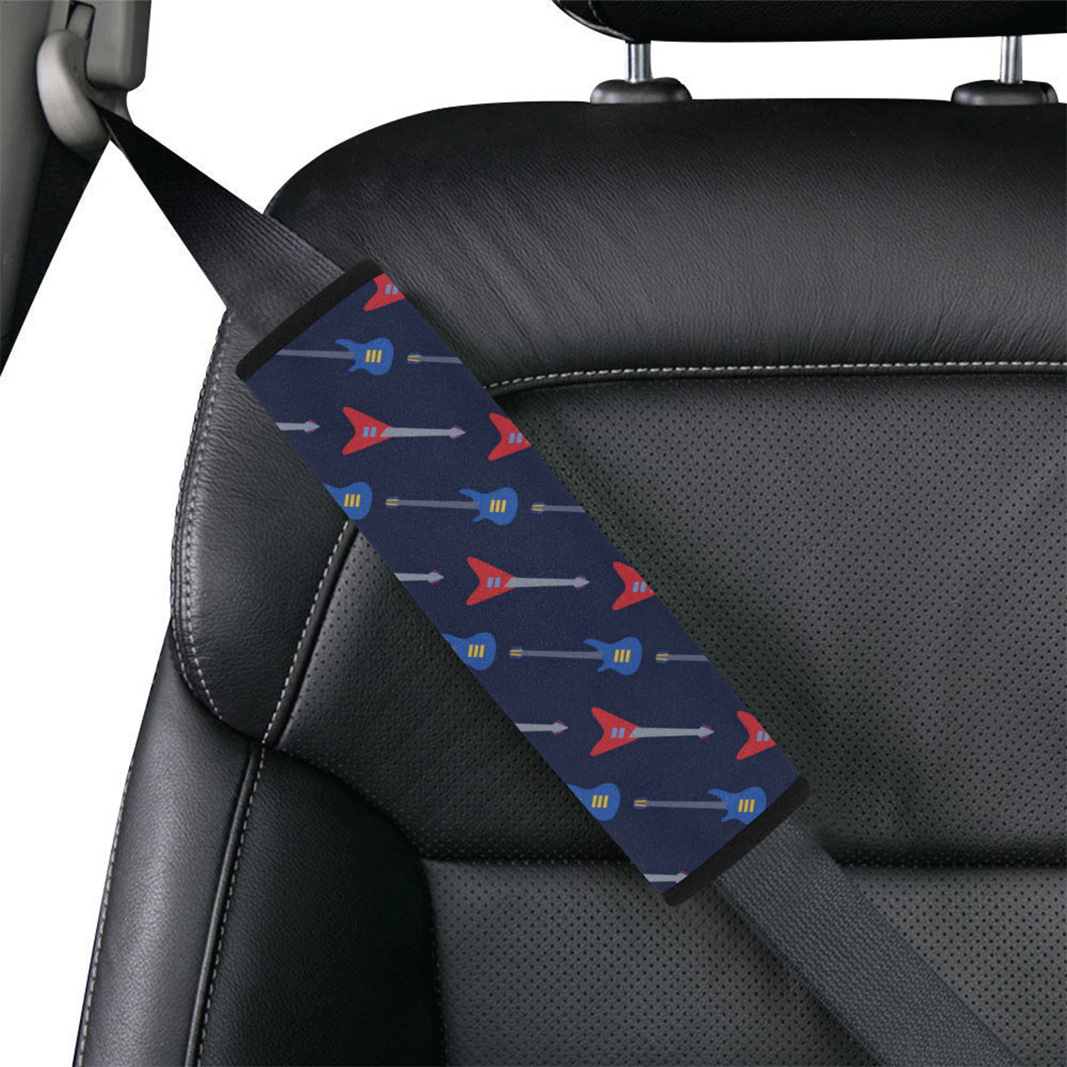 Electric Guitar Pattern Print Design 01 Car Seat Belt Cover