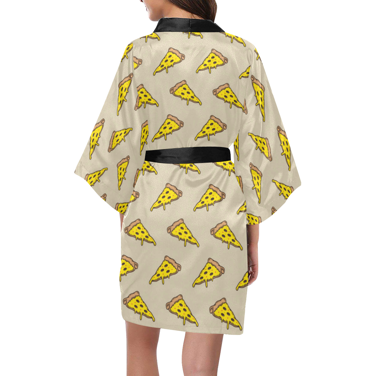 Pizza Pattern Print Design A04 Women's Short Kimono
