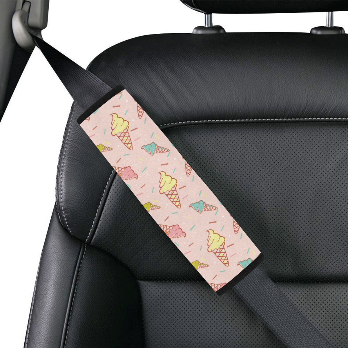 Ice Cream Pattern Print Design 02 Car Seat Belt Cover