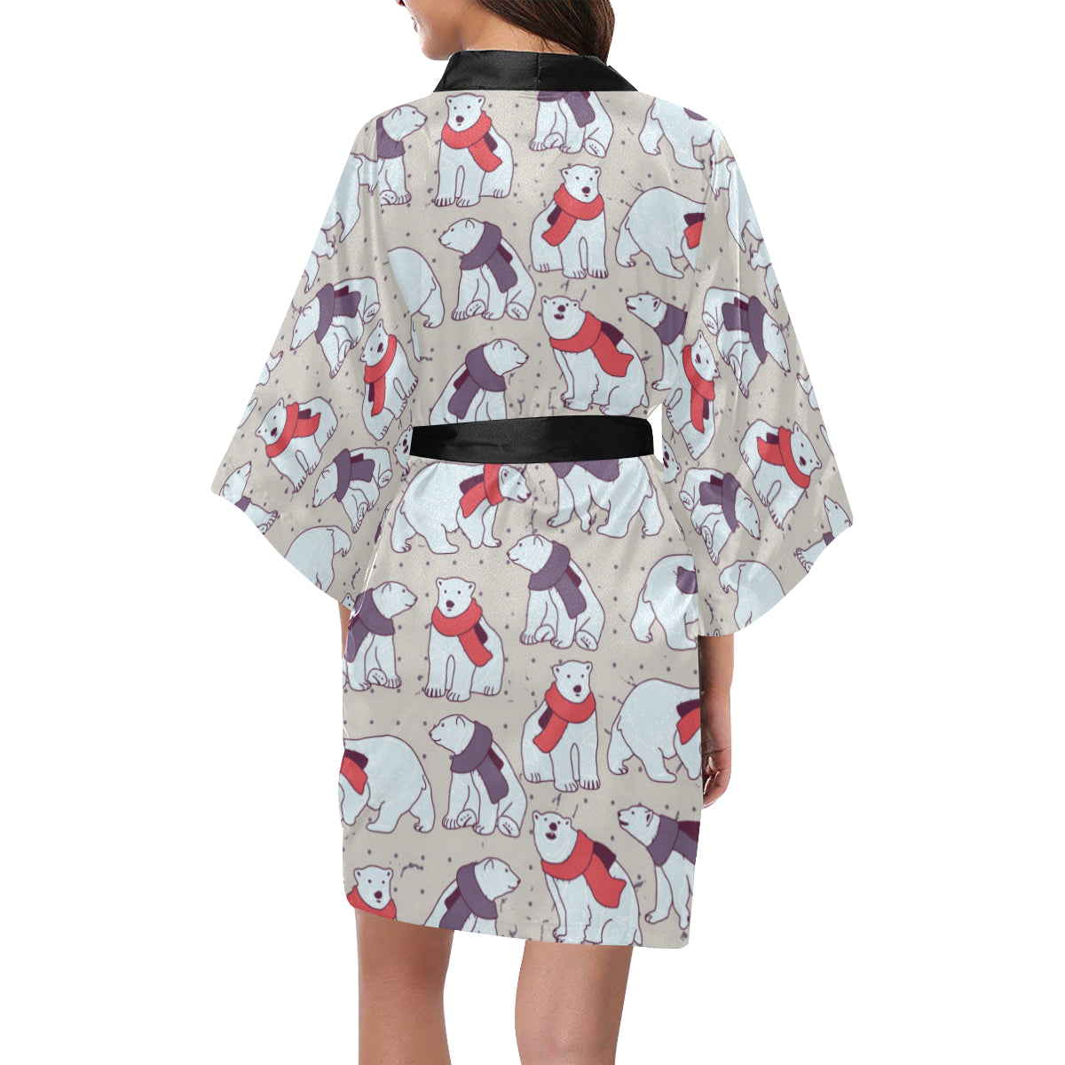 Polar Bear Pattern Print Design PB04 Women Kimono Robe