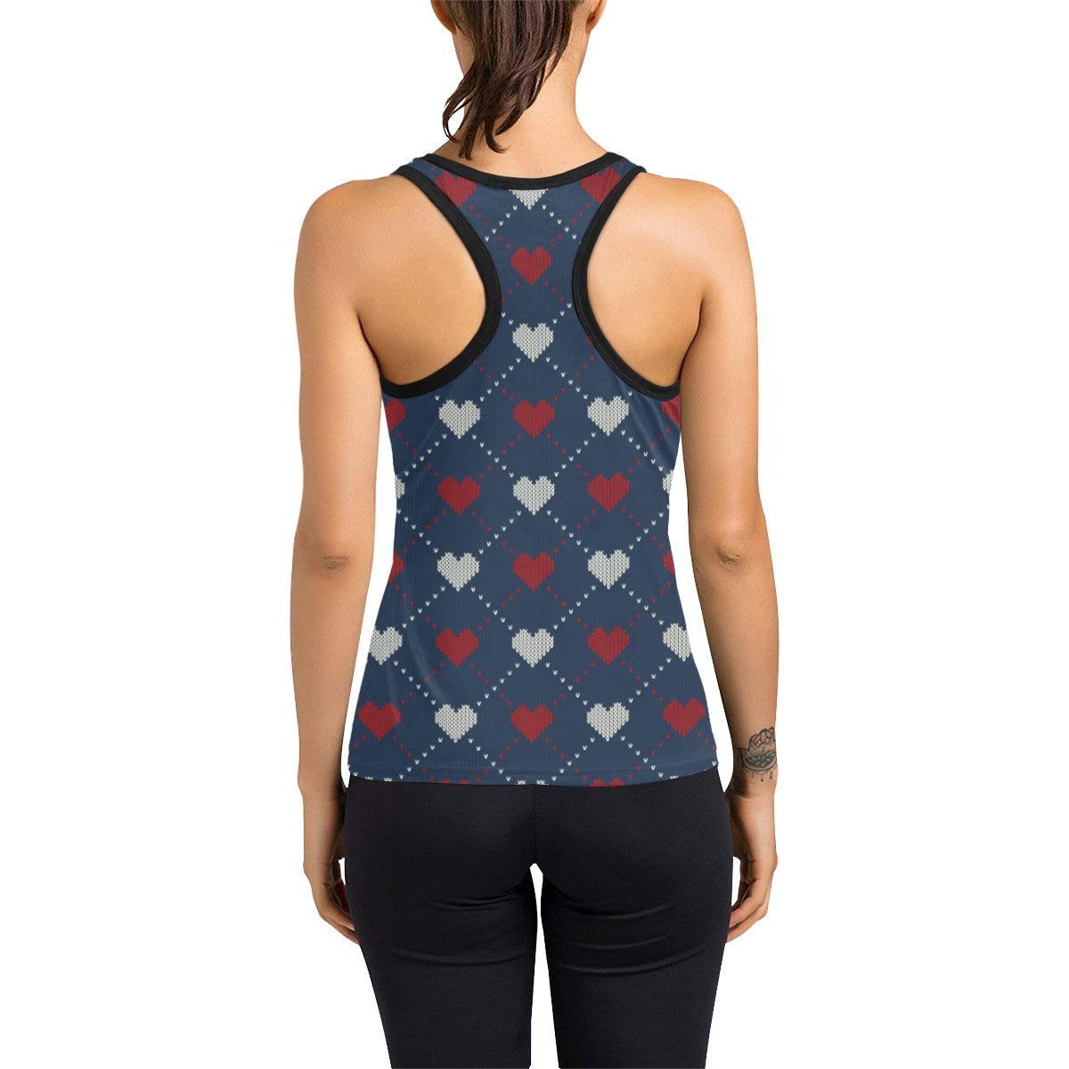Heart Knit Pattern Print Design HE05 Women's Racerback Tank Top