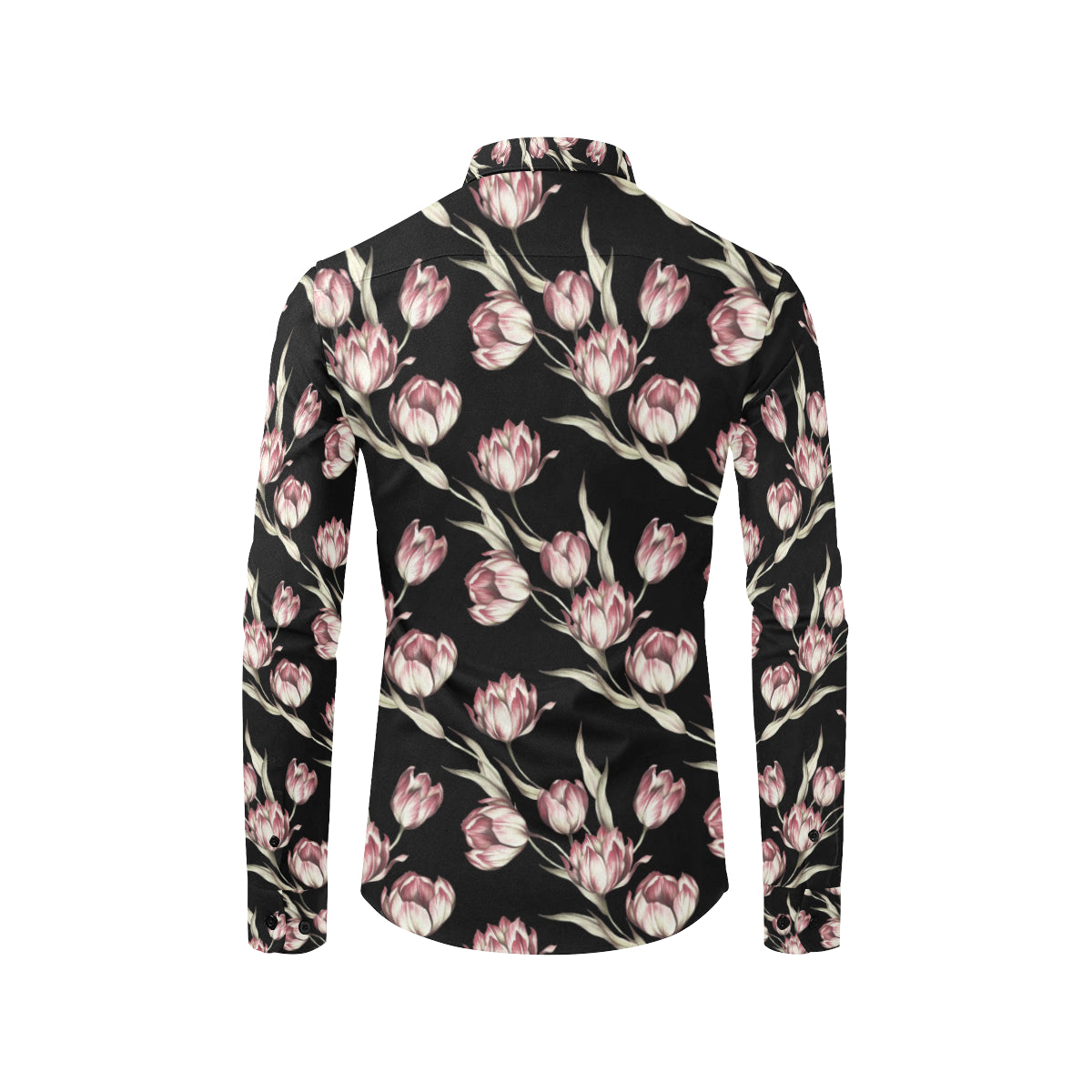 Tulip Pink Pattern Print Design TP02 Men's Long Sleeve Shirt