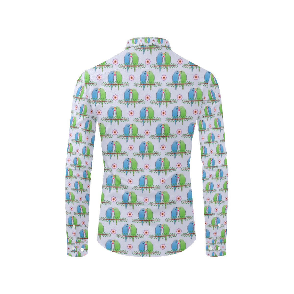 Budgerigar Pattern Print Design 05 Men's Long Sleeve Shirt