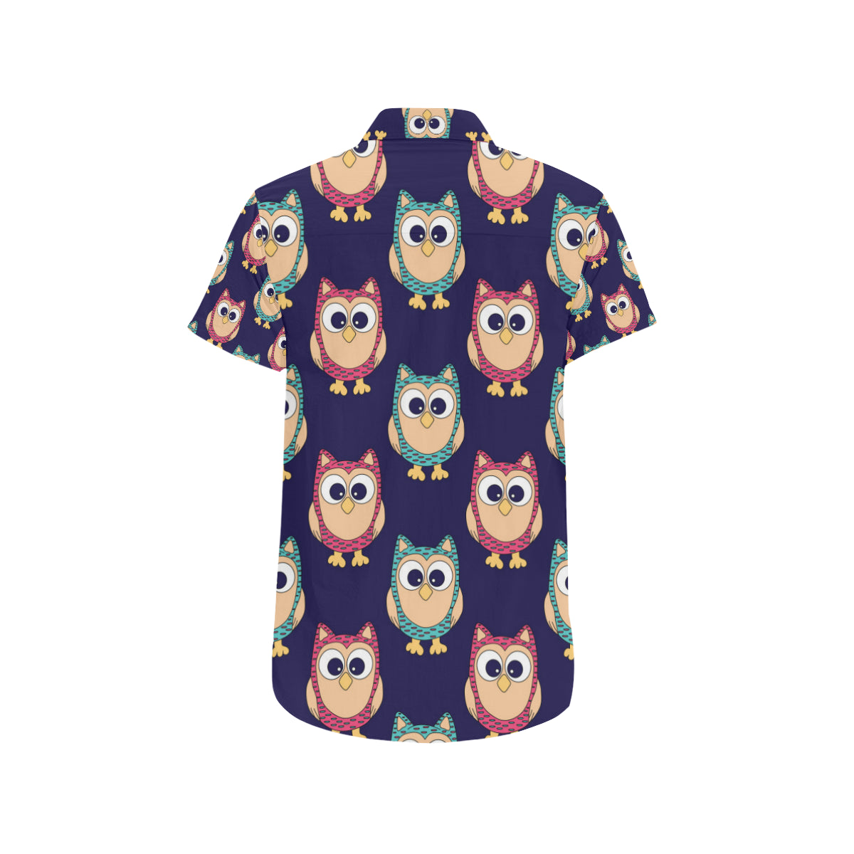 Owl Pattern Print Design A06 Men's Short Sleeve Button Up Shirt