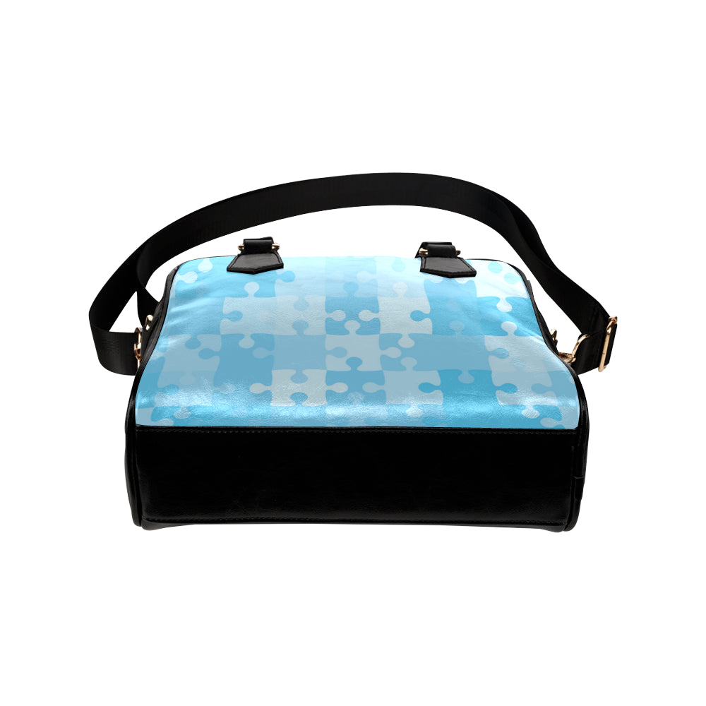 Puzzle Blue Pattern Print Design A04 Shoulder Handbag