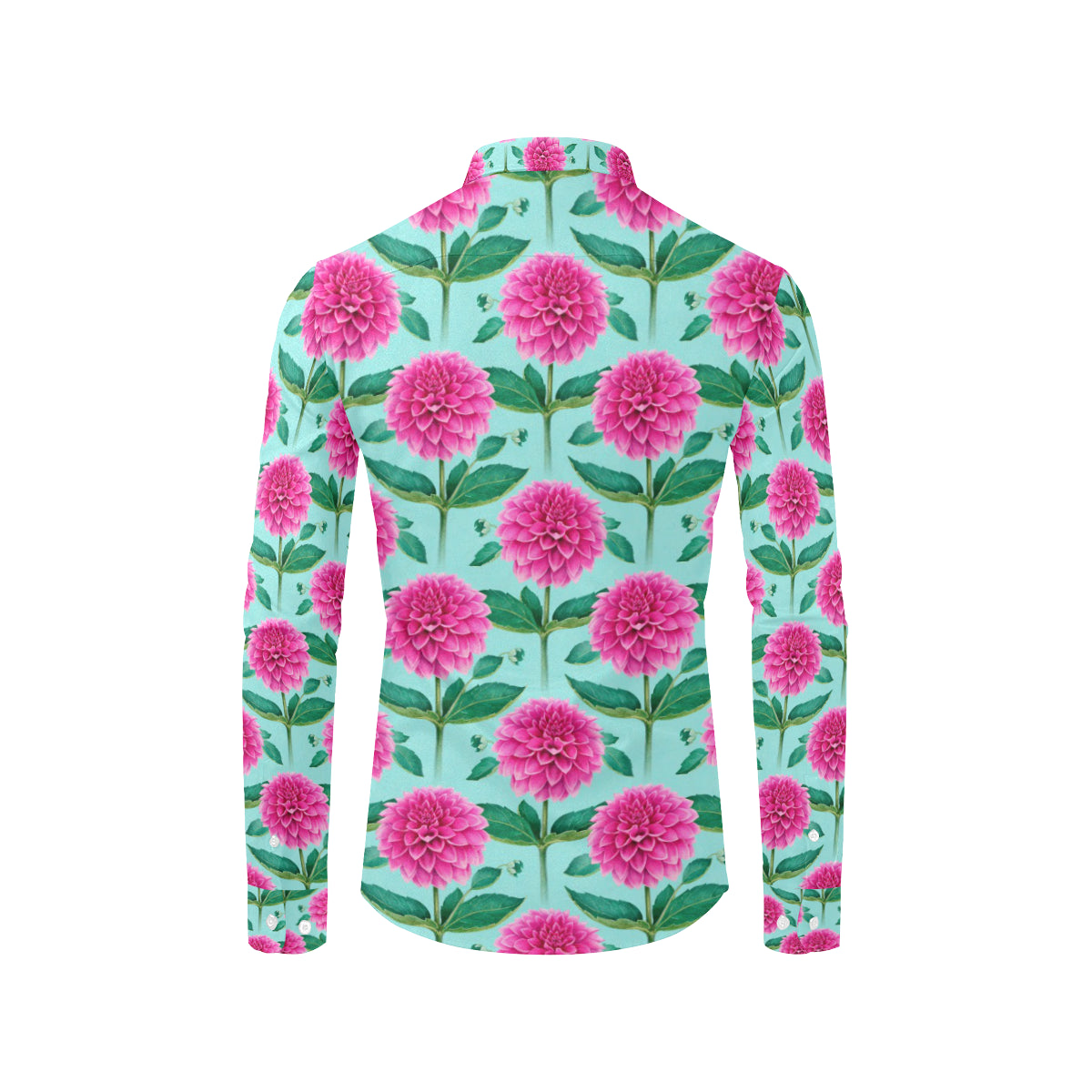 Dahlia Pattern Print Design DH08 Men's Long Sleeve Shirt
