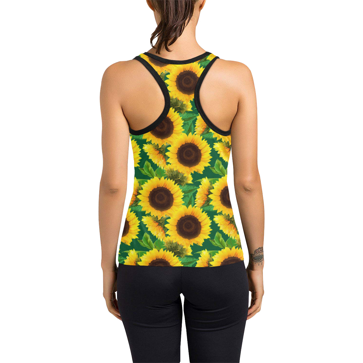 Sunflower Pattern Print Design SF02 Women's Racerback Tank Top