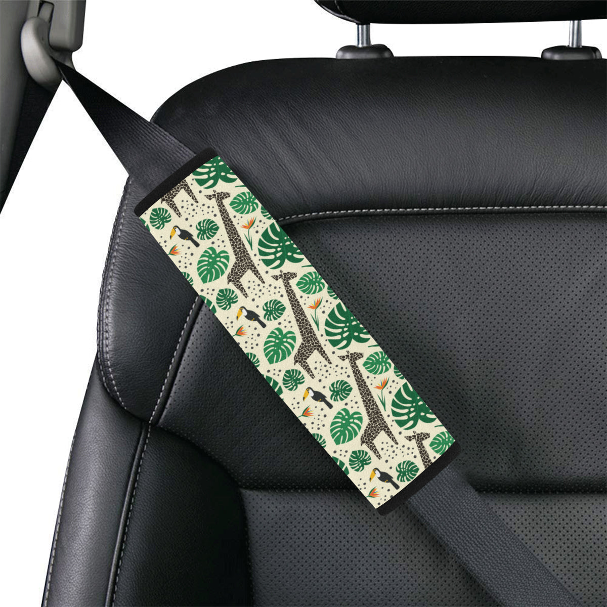 Rainforest Giraffe Pattern Print Design A02 Car Seat Belt Cover