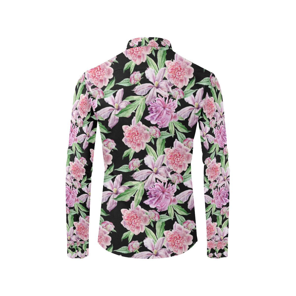 Peony Pattern Print Design PE08 Men's Long Sleeve Shirt