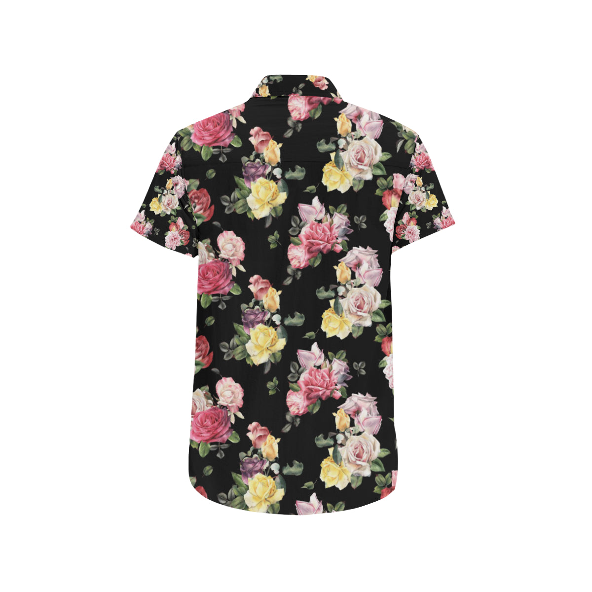 Rose Pattern Print Design RO010 Men's Short Sleeve Button Up Shirt