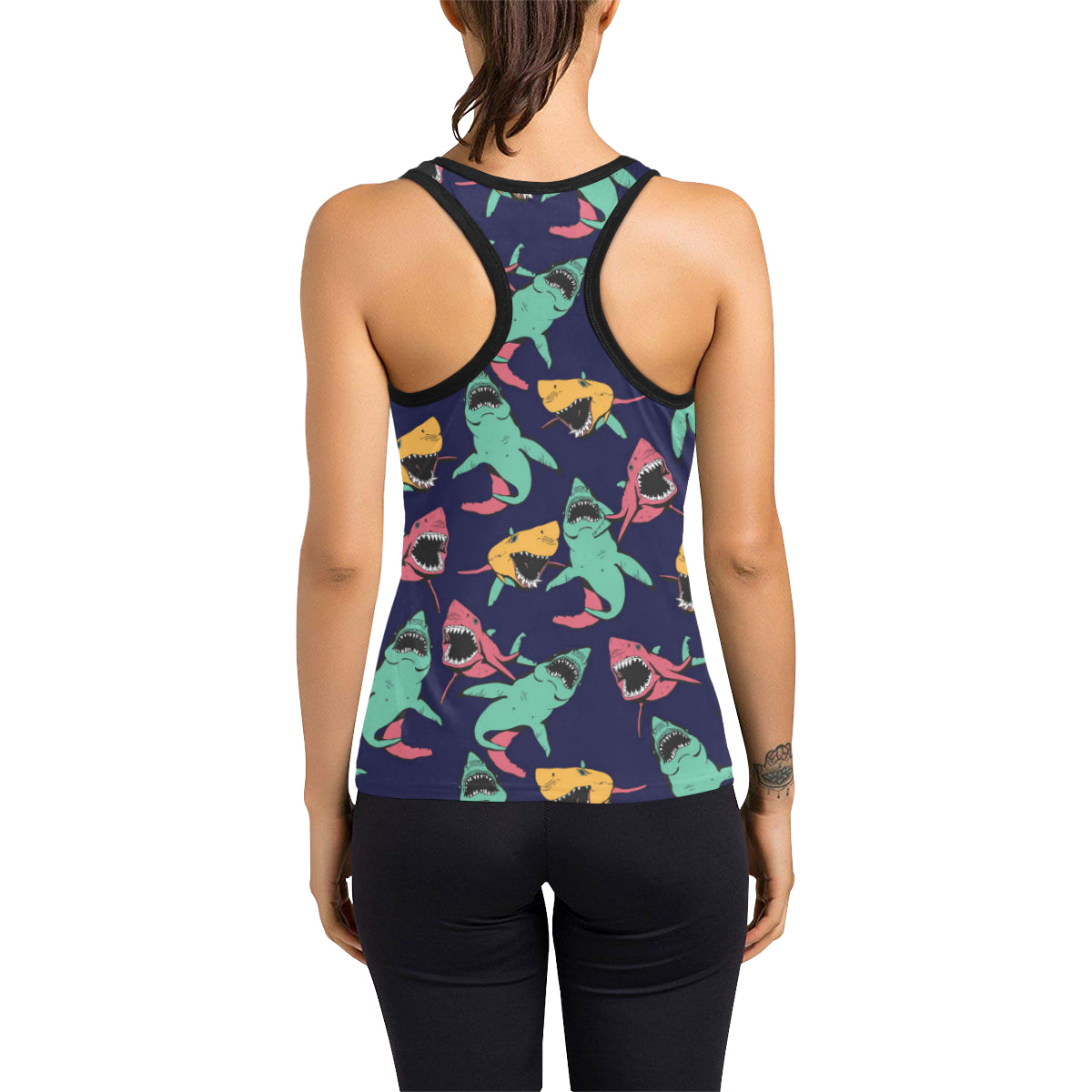 Shark Bite Pattern Women's Racerback Tank Top