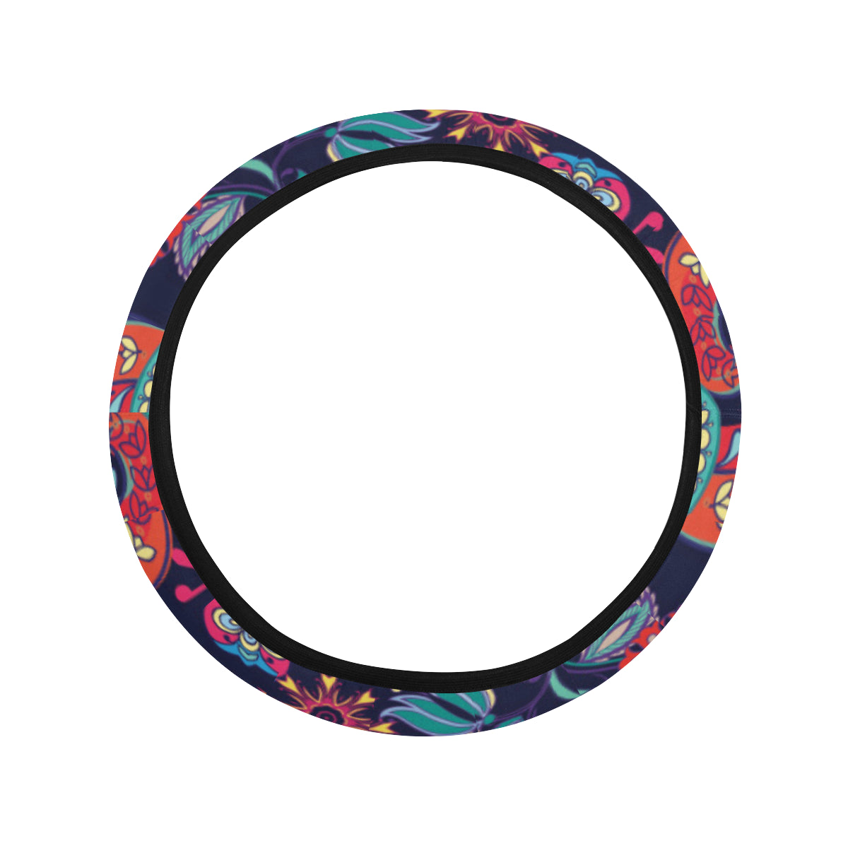 Paisley Boho Pattern Print Design A06 Steering Wheel Cover with Elastic Edge