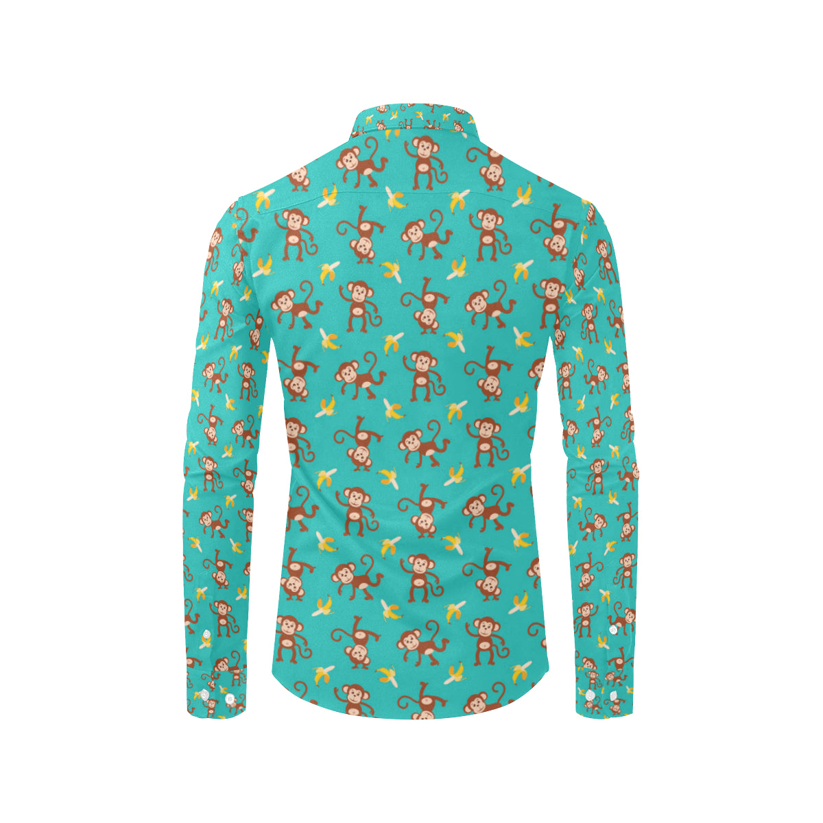 Monkey Banana Design Themed Print Men's Long Sleeve Shirt