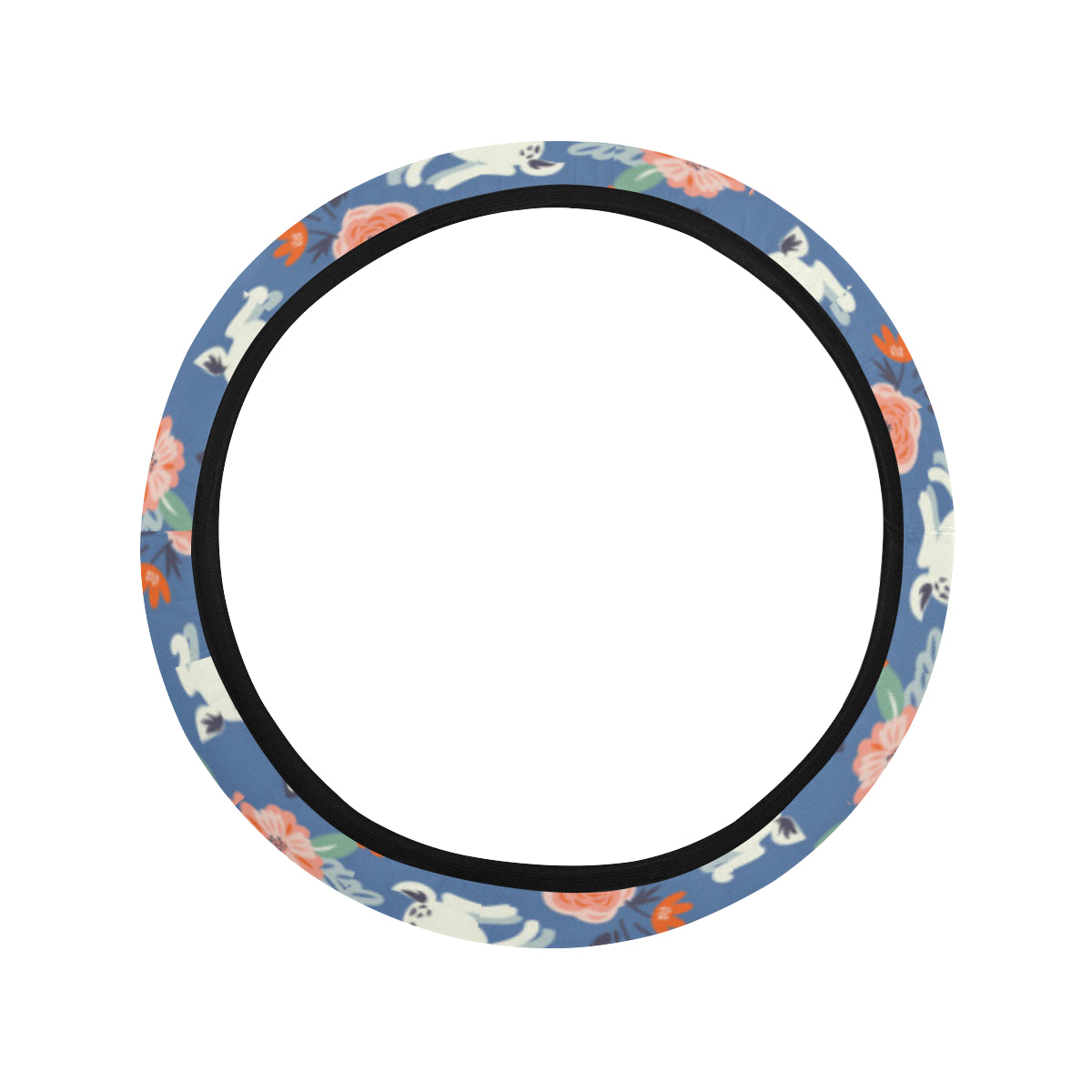 Bunny Pattern Print Design 07 Steering Wheel Cover with Elastic Edge
