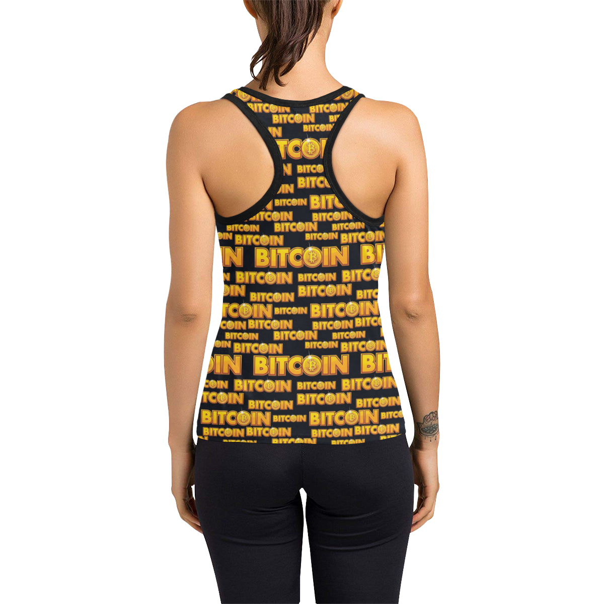 Bitcoin Pattern Print Design DO03 Women's Racerback Tank Top