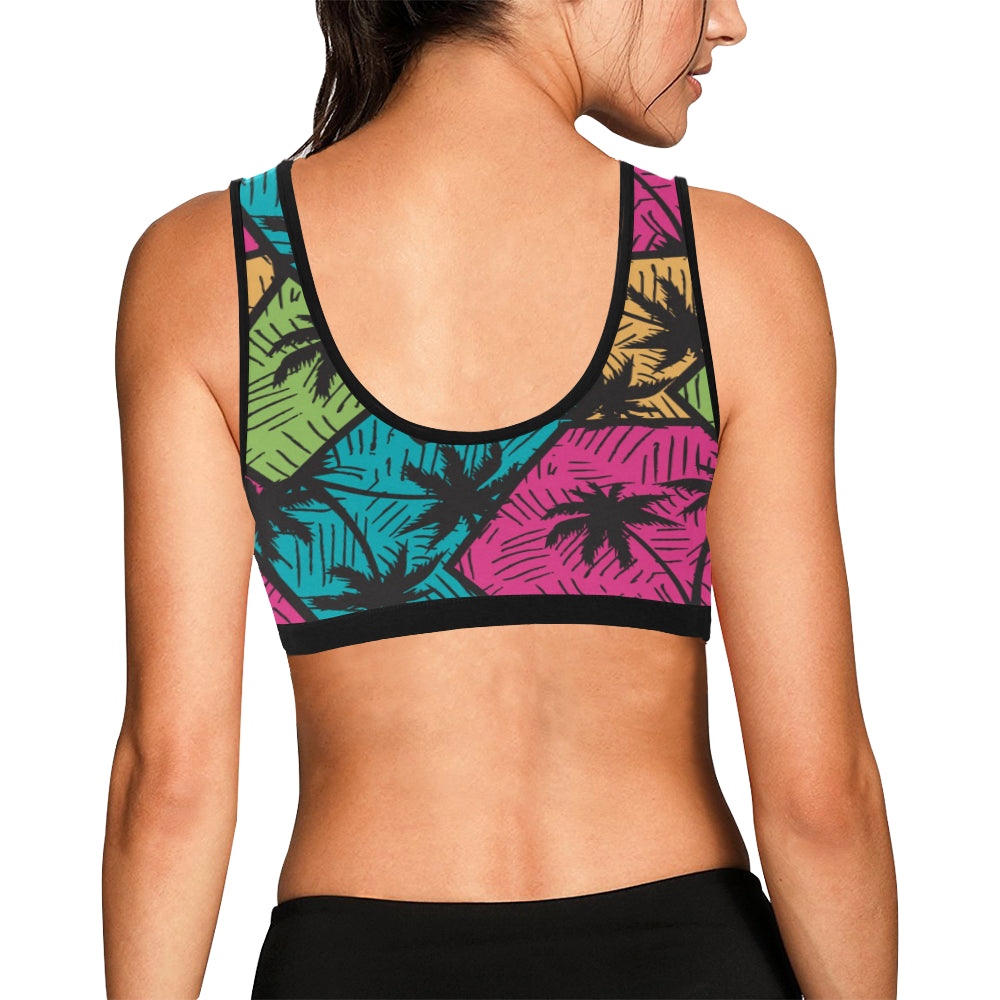 Palm Tree Pattern Print Design PT09 Sports Bra