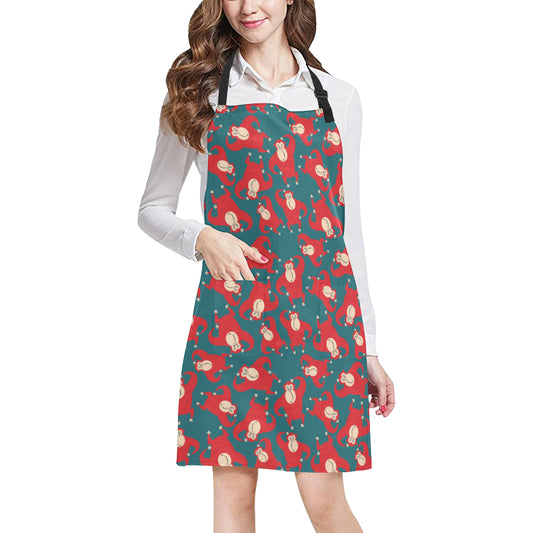 Chimpanzee Pattern Print Design 04 Apron with Pocket