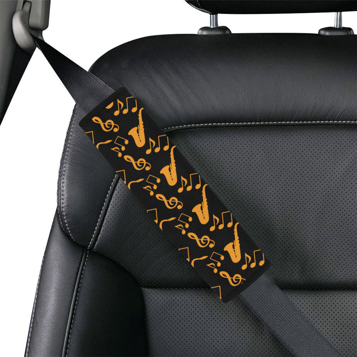 Saxophone Pattern Print Design 02 Car Seat Belt Cover