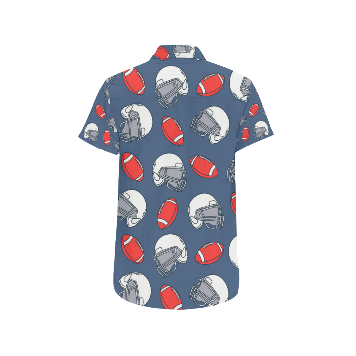 American Football Helmet Design Pattern Men's Short Sleeve Button Up Shirt