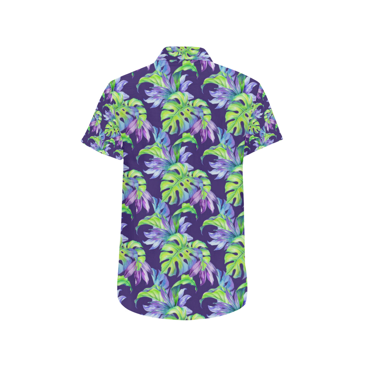 Tropical Flower Pattern Print Design TF019 Men's Short Sleeve Button Up Shirt