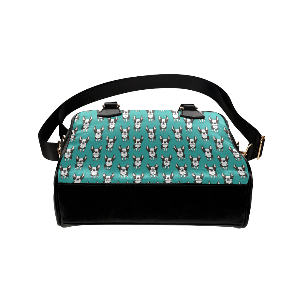 Boston Terrier Pattern Print Design 04 Shoulder Handbag