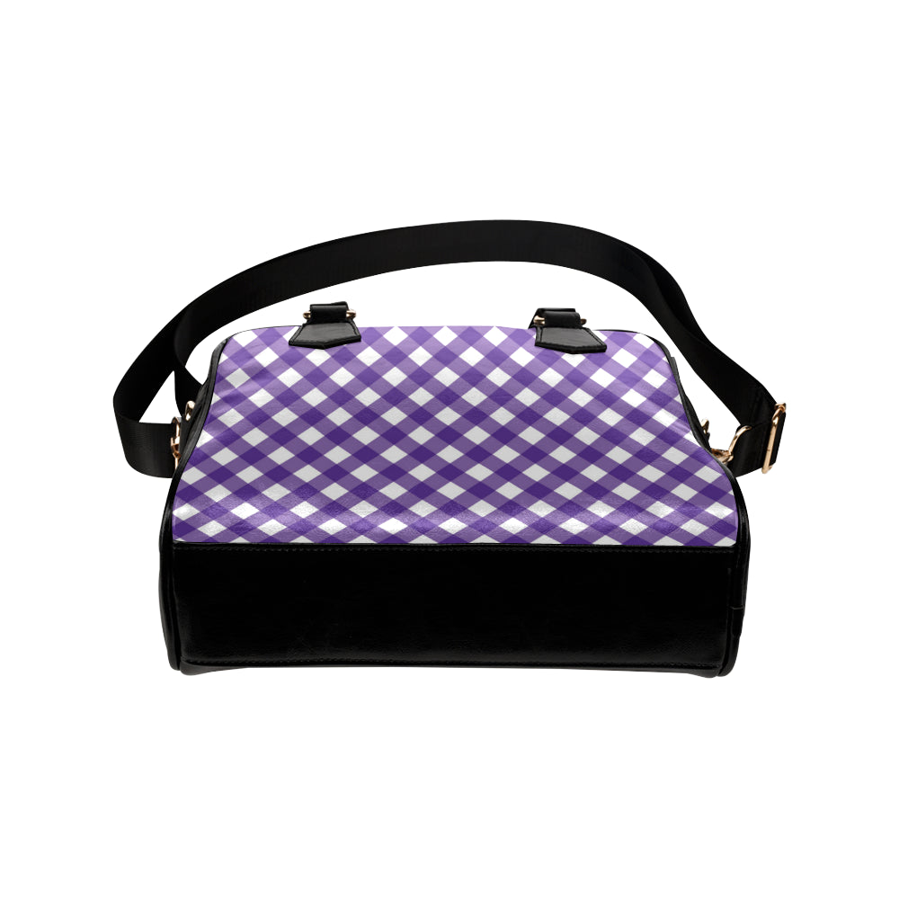 Gingham Purple Pattern Print Design 03 Shoulder Handbag
