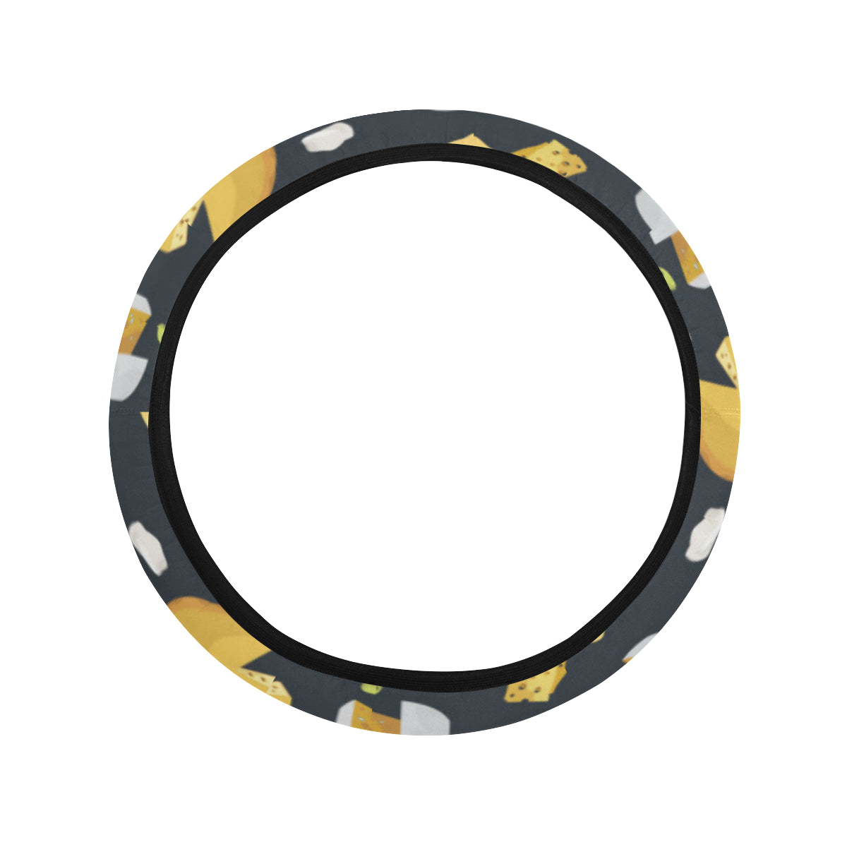 Cheese Pattern Print Design 03 Steering Wheel Cover with Elastic Edge