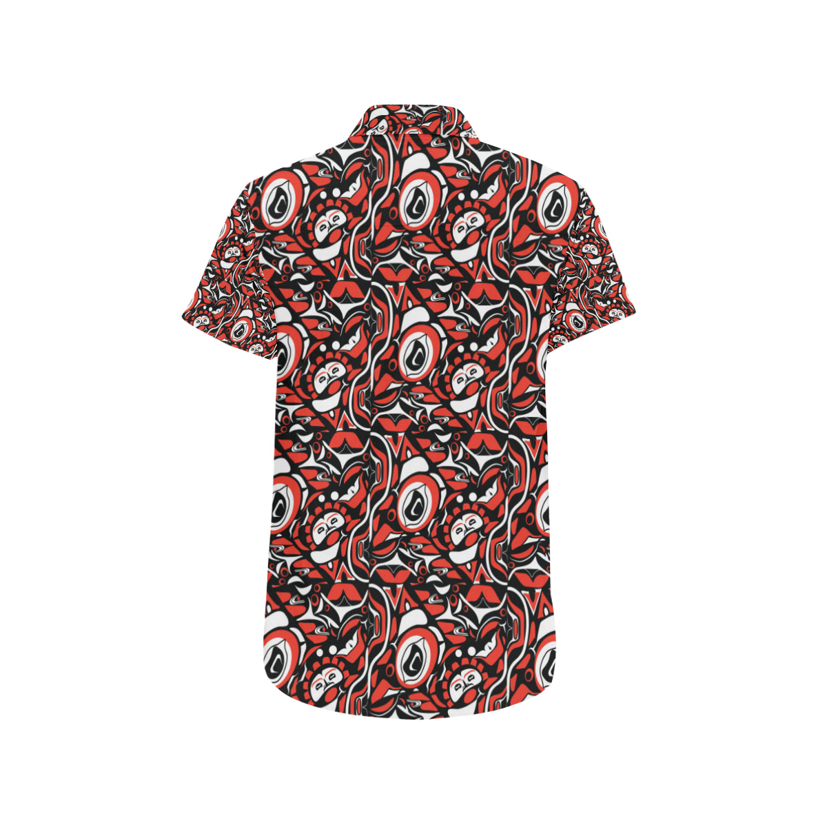 Native North American Themed Print Men's Short Sleeve Button Up Shirt