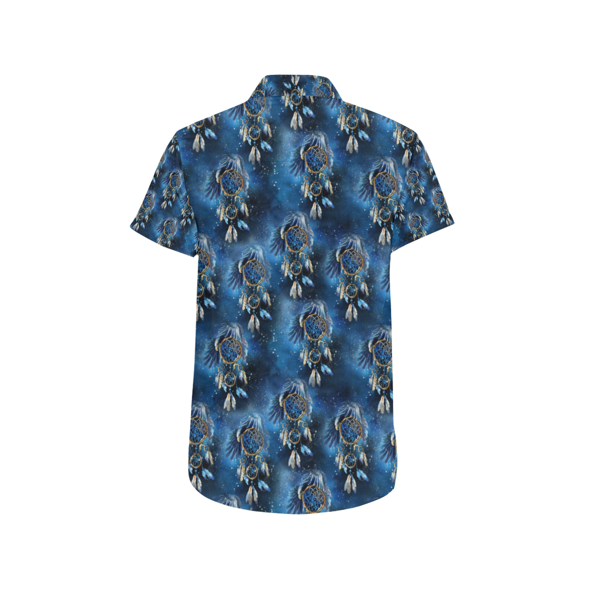 Eagles Dream Catcher Themed Men's Short Sleeve Button Up Shirt