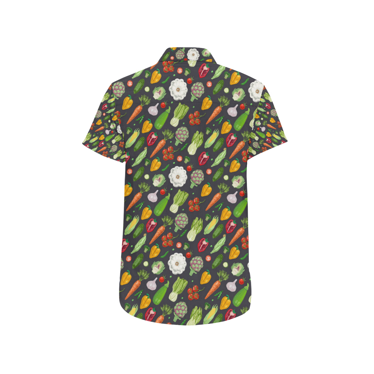 Vegan Pattern Themed Design Print Men's Short Sleeve Button Up Shirt