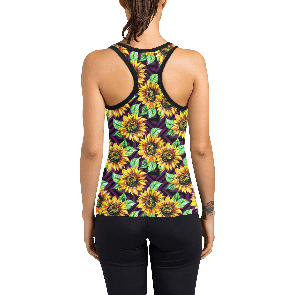 Sunflower Pattern Print Design SF012 Women's Racerback Tank Top