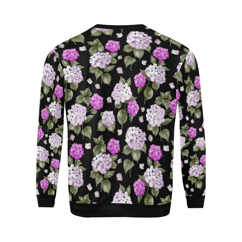 Hydrangea Pattern Print Design HD011 Men Long Sleeve Sweatshirt