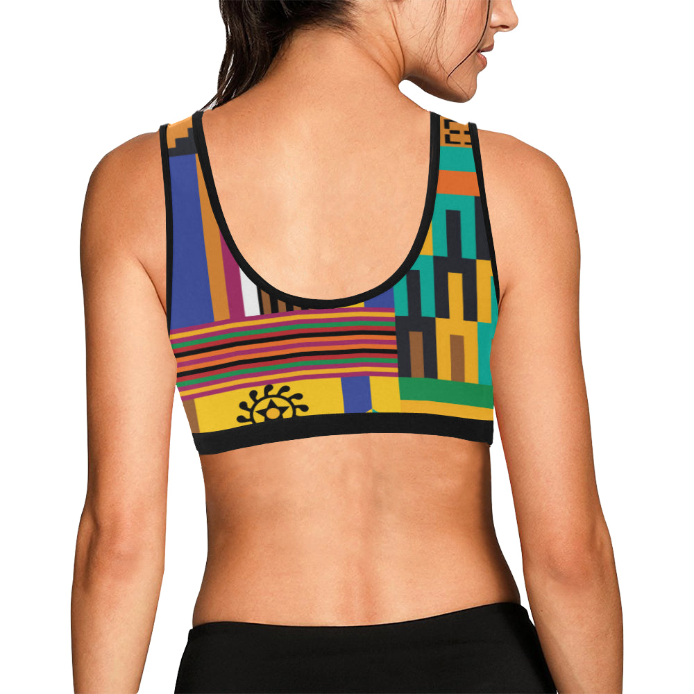 Kente Pattern Print Design 03 Sports Bra